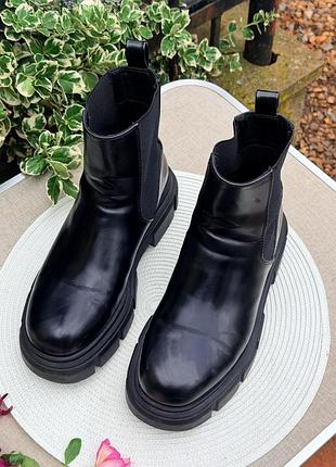Кружевные массивные сапоги челси на платформе zara 3