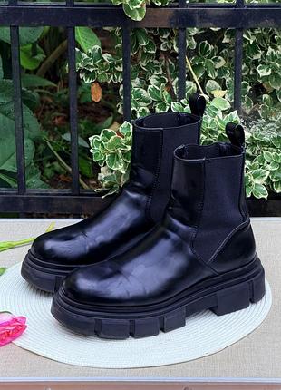 Кружевные массивные сапоги челси на платформе zara 4