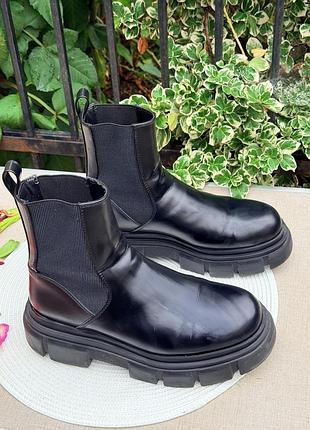 Кружевные массивные сапоги челси на платформе zara 8
