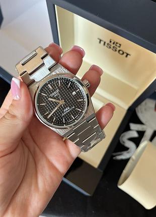 Tissot prx powermatic 80 — механічний годинник 40 мм, чорний циферблат, сталевий браслет