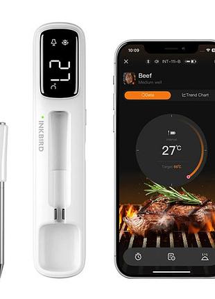 Термометр кулинарный bluetooth inkbird int-11-b щуп 100мм диапазон 10-100c аккумулятор 500мач дисплей для гриля духовки коптильни
