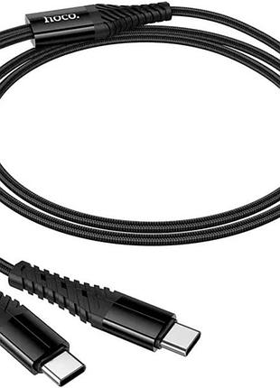 Кабель hoco x123 2-in-1 usb type-c to 2×type-c 2а/1м для заряджання двох пристроїв - black