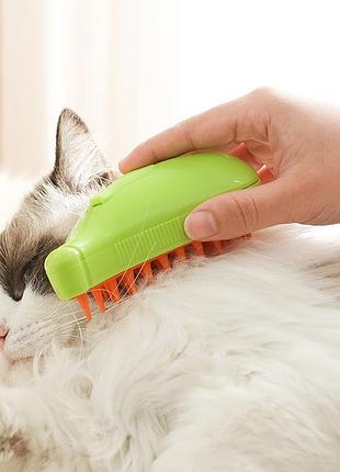 Паровая щетка-расческа pet spray brush для вычесывания шерсти собак и кошек с распылителем и usb-зарядкой