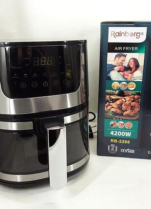 Аерогриль rainberg rb-2268 4200вт аерофритюрниця безолійна без олії з регулюванням температури 8л