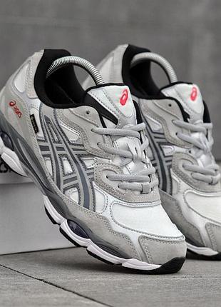 Чоловічі кросівки asics gel nyc gore-tex сірі міцні кроси зі шкіри на осінь асікс гель нюк гортекс