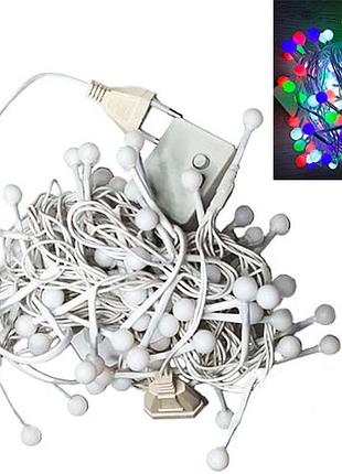 Новогодняя гирлянда светодиодная 100 led 3м цветная маленькие шарики праздничная