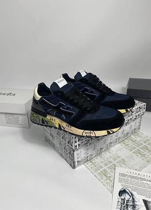 Кросівки premiata mick dark blue denim темно-сині джинсові преміата мік стильні кросівки 36–45