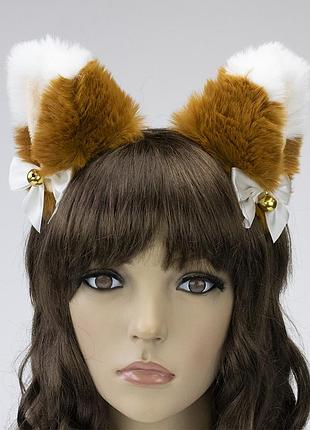 Ушки кошки аниме (рыжие с белым)
