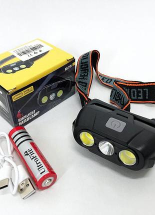 Фонарь налобный аккумуляторный kx-215-led-2cob, налобный светодиодный фонарь для ночных прогулок