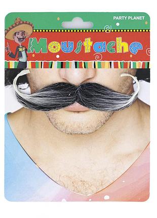 Усы накладные карнавальные английские (черные с сединой)