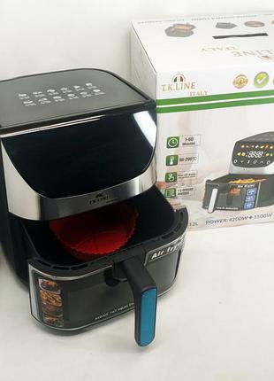Мультипіч 12 програм t.k.line тк00265 аерофритюрниця з великою чашею 4200вт аерогриль 12л з двома тенами