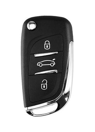 Выкидной ключ peugeot с корпусом под чип 3 кнопки dkt0269, va2, автоключ для авто
