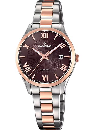 Женские часы candino couple c4610/5 сталь сапфировое стекло коричневый циферблат