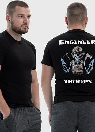 Мужская тактическая футболка с принтом engineer troops скелет с минами трезубец флаг украины, черный xxl