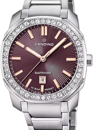 Женские часы candino lady elegance c4756/c сталь сапфировое стекло коричневый циферблат