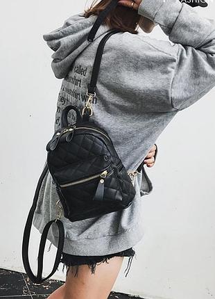 Модный детский мини рюкзак черный 2