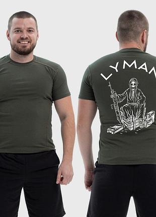 Чоловіча тактична футболка з принтом лиман смерть з косою рушницею, хакі