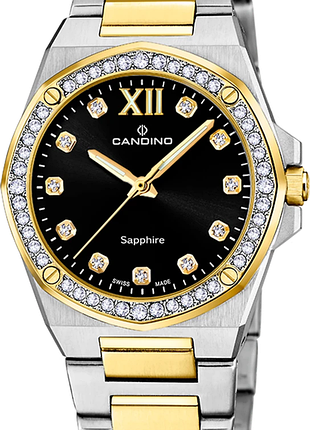 Годинник жіночий candino lady elegance c4752/3 сталь сапфірове скло чорний циферблат