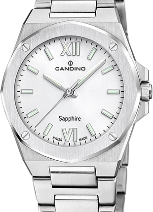 Женские часы candino lady elegance c4775/1 сталь сапфировое стекло белый циферблат