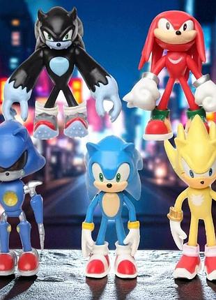 Набор игровых фигурок sonic 5 штук, игрушечные фигурки соник большие подвижные