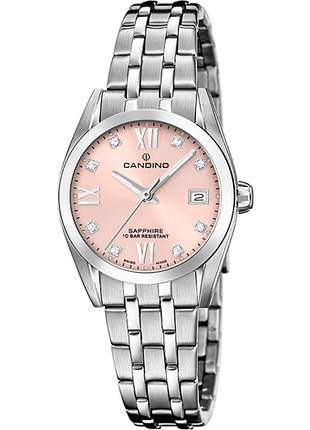 Женские часы candino couple c4703/e сталь сапфировое стекло розовый циферблат