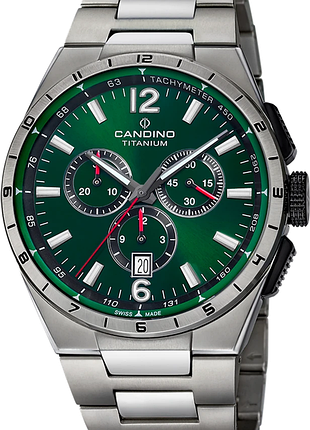 Годинник чоловічий candino titanium c4603/k титан сапфірове скло зелений циферблат