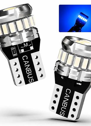 W5w t10 led лампы 9-32v canbus - синие в габариты (комплект 2-шт)