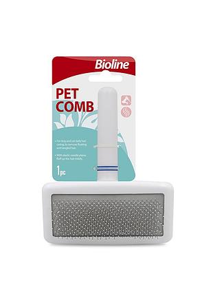 Щітка розчіска для котів і собак для грумінгу bioline 9×13.5 см