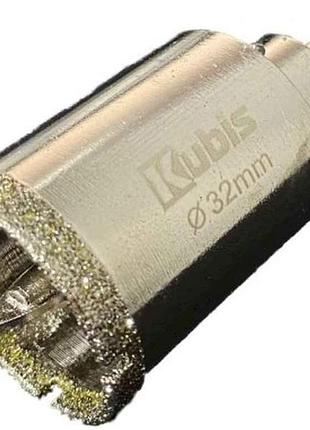 Сверло корончаное корончатное алмазное keramik plus 32мм с центровочным сверлом камень гранит керамогранит тм kubis