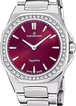 Годинник жіночий candino lady elegance c4753/8 сталь сапфірове скло червоний циферблат