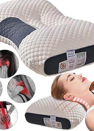 Анатомическая подушка для сна neck support massage pillow 37×63 см с поддержкой шеи и наполнителем холлофайбер