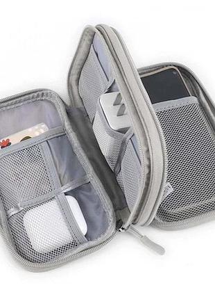 Органайзер-чохол водостійкий mini bag дорожній для дротів і ґаджетів із зарядками gray