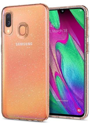 Чехол spigen для samsung galaxy a40 liquid crystal glitter, crystal quartz (618cs26442) 4772311