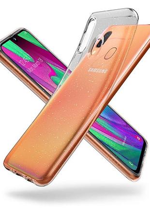 Чехол spigen для samsung galaxy a40 liquid crystal glitter, crystal quartz (618cs26442) 4772311 2