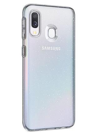 Чехол spigen для samsung galaxy a40 liquid crystal glitter, crystal quartz (618cs26442) 4772311 5