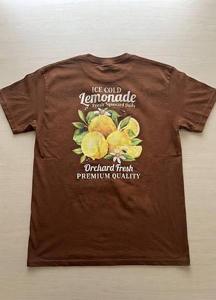 Чоловіча коричнева бавовняна футболка xxl з принтом lemonade orchard fresh стильна футболка з лимонами