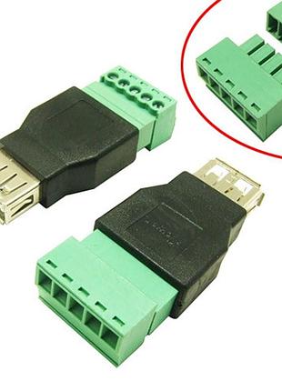 Переходник usb 2.0 type-a гнездо мама разъем на клеммники 5pin адаптер для подключения проводов