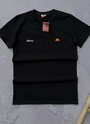 Чоловіча футболка ellesse чорна бавовняна теніска еліс на літо (b)