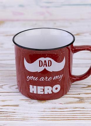 Кухоль для тата тато ти мій герой - dad you are my hero 400 мл 12735 (червоний)