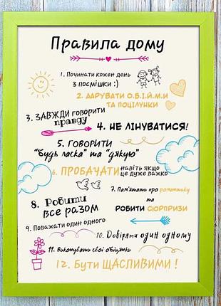 Постер мотиватор 56003 правила дому №2 а4