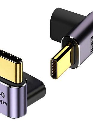 Кутовий перехідник 8k usb type-c m/f usb 4.0, 40gbps — комплект 2 віда