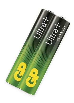 Батарейка aaa лужна 1.5v мініпальчик gp ultra plus g-tech alkaline 2шт плівка