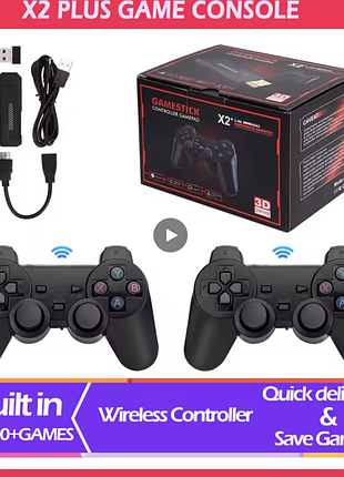 Ігрова приставка x2 plus game stick 64gb з 2 бездротовими джойстиками, hdmi та підтримкою 4k ultra hd