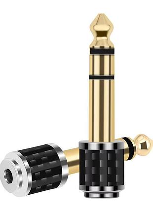 Переходник адаптер стерео audio jack 3.5 - 6.3 мм carbon style