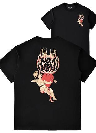 Чоловіча футболка amiri logo унісекс амірі чорна