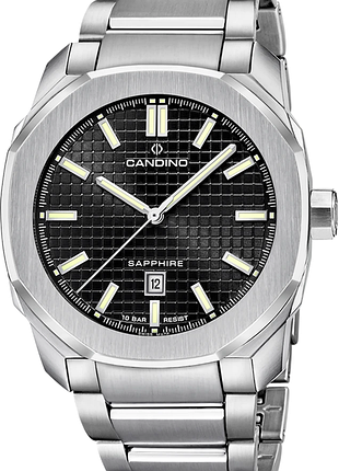 Годинник чоловічий candino gents sport c4754/4 нержавіюча сталь сапфірове скло чорний циферблат