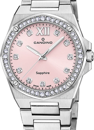 Годинник жіночий candino lady elegance c4751/4 сталь сапфірове скло рожевий циферблат