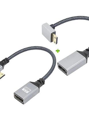 Кабель переходник 4к mini hdmi - hdmi m/f premium 20 см, 2 шт (right + down)