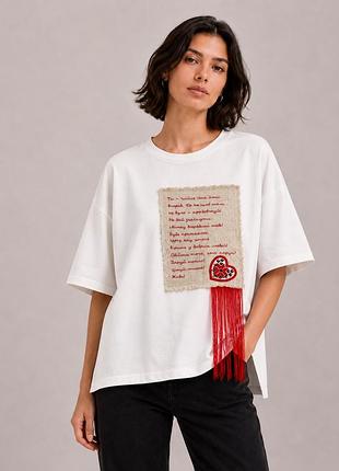 Жіноча футболка оверсайз з розрізами ти-сенс modna kazka mknk50726/1