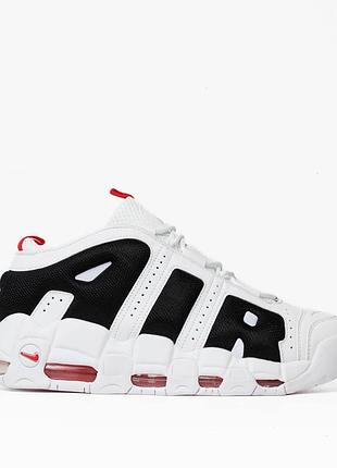 Nike air more uptempo low white black red